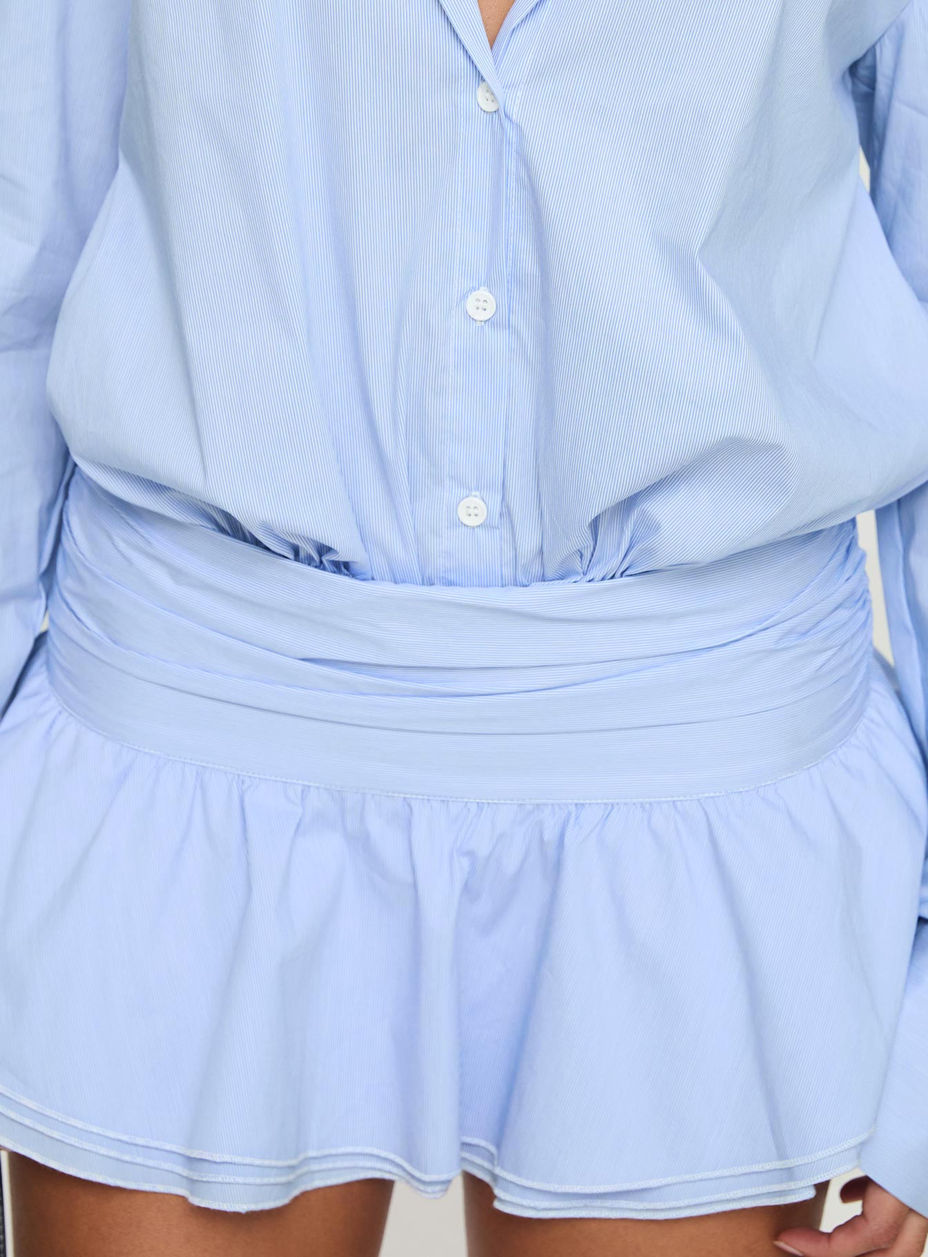 Alessia™ | Ruched Mini Shirt Dress