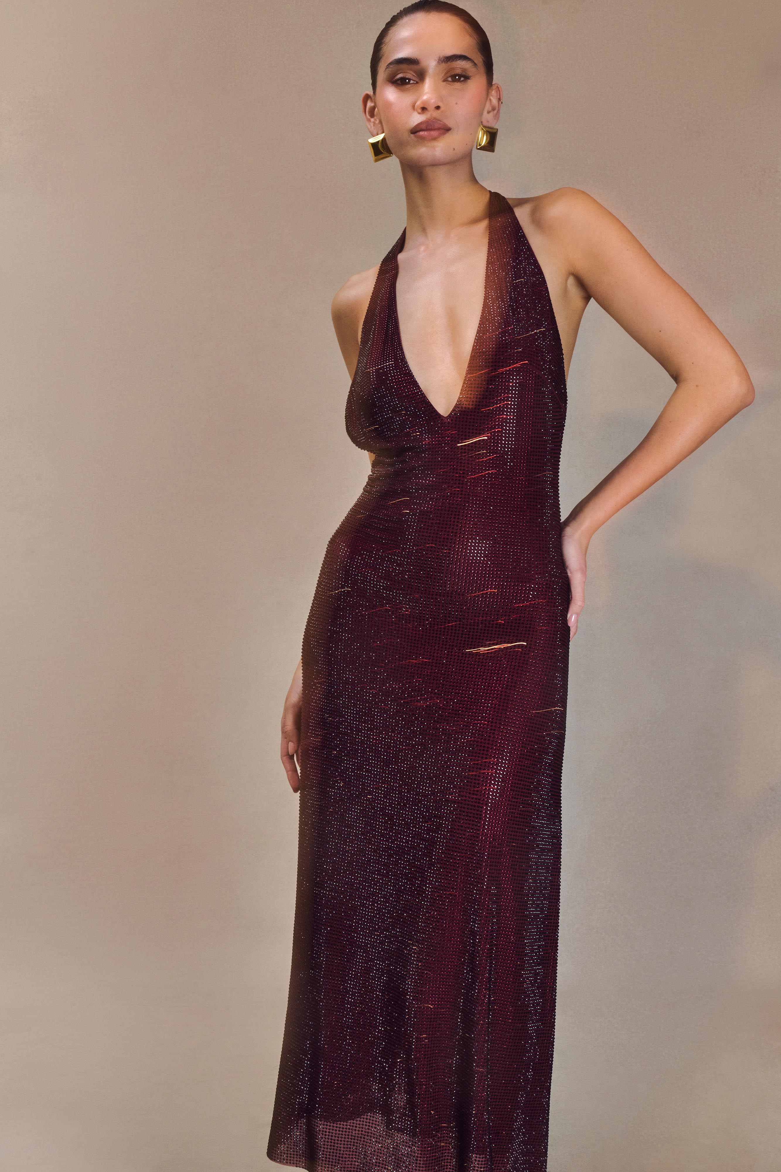 Rina™ | Sequin Halter Midi Dress