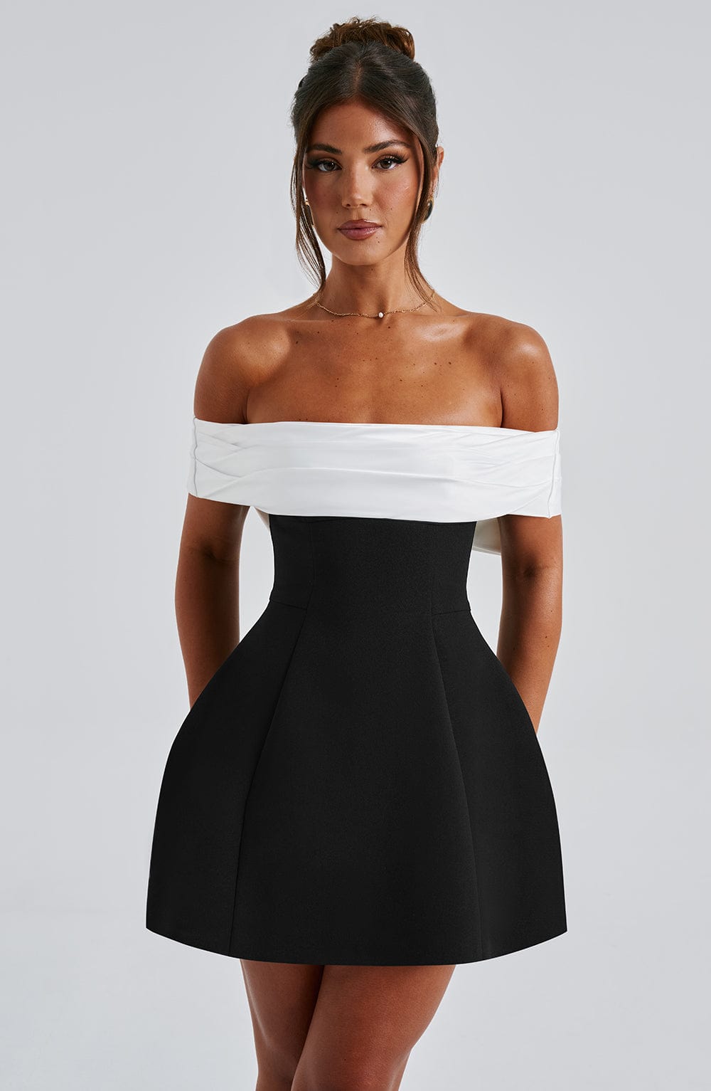 Anwen™ | Contrast Bardot Mini Dress
