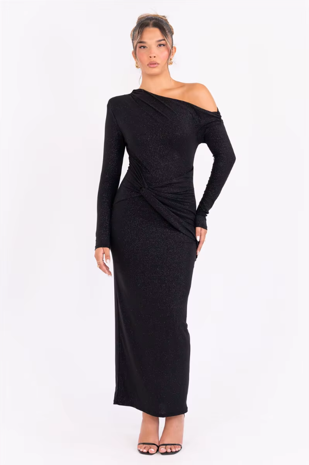 Marcella™ | Glitter One-Shoulder Maxi Dress