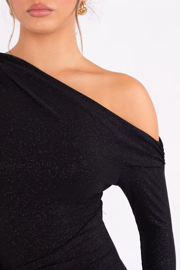 Marcella™ | Glitter One-Shoulder Maxi Dress