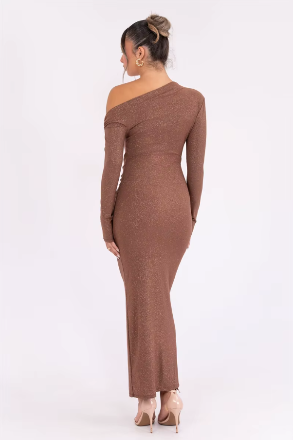 Marcella™ | Glitter One-Shoulder Maxi Dress