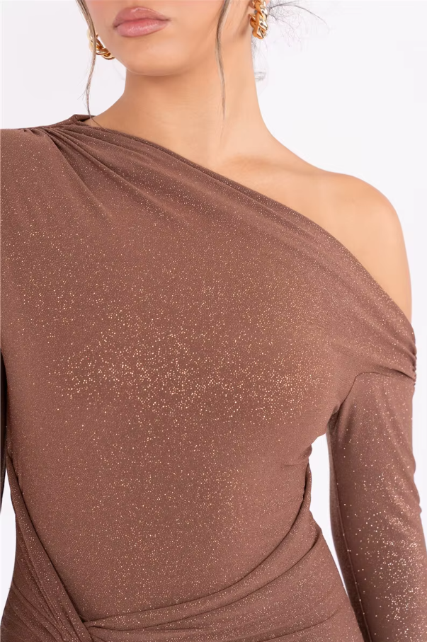 Marcella™ | Glitter One-Shoulder Maxi Dress